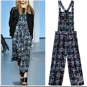 Tibi Black Multi Abstract Print Overalls